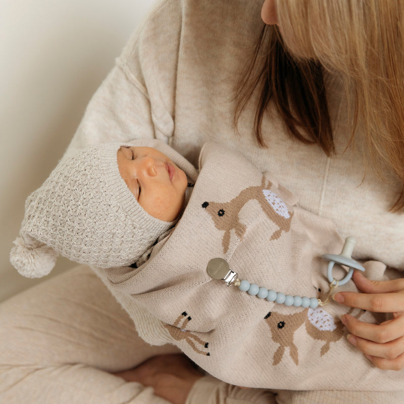 Deer Knit Cotton Swaddle Blanket – Cozy & Cute by Bleu La La