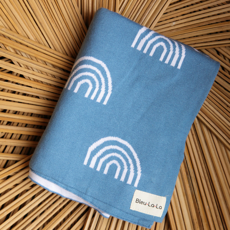 Rainbow Knit Swaddle Blanket – Soft, Cozy & Joyful by Bleu La La