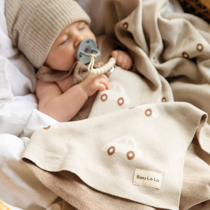 Cozy Cotton Knit Car Swaddle Blanket for Babies – by Bleu La La