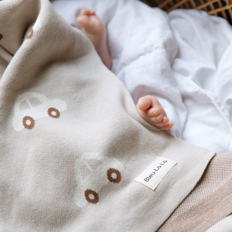 Cozy Cotton Knit Car Swaddle Blanket for Babies – by Bleu La La