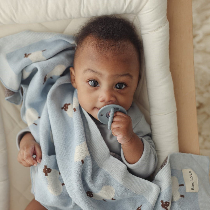 Sheep Knit Baby Blanket – Cozy Cotton for Snuggly Days | Bleu La La