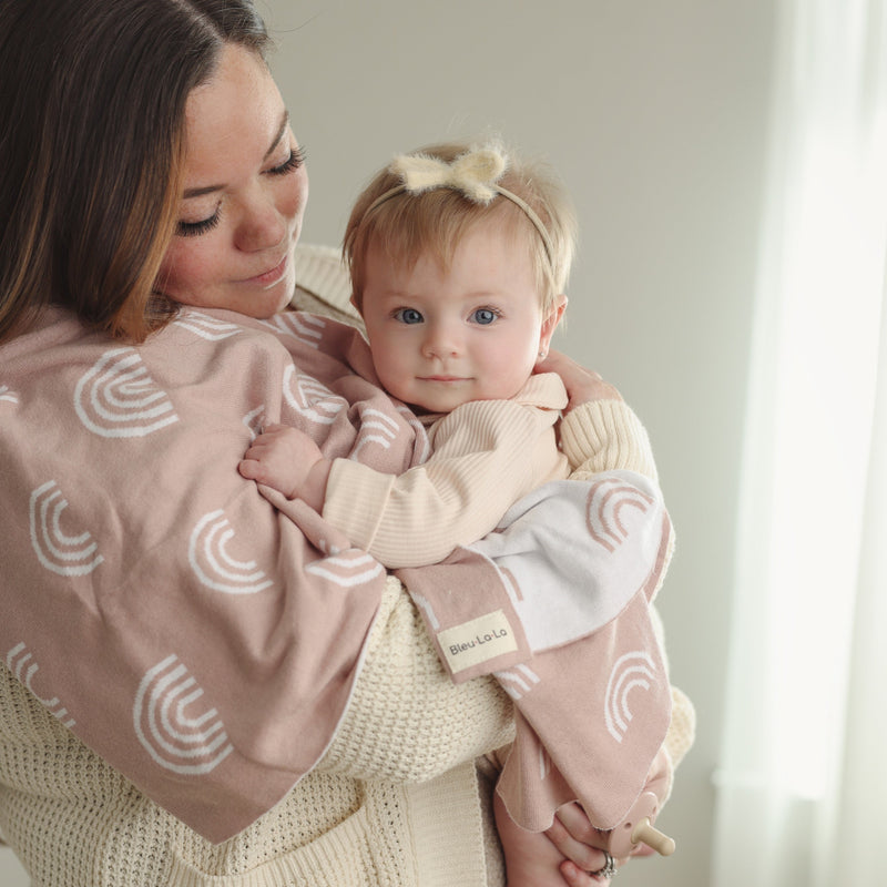 Rainbow Knit Swaddle Blanket – Soft, Cozy & Joyful by Bleu La La
