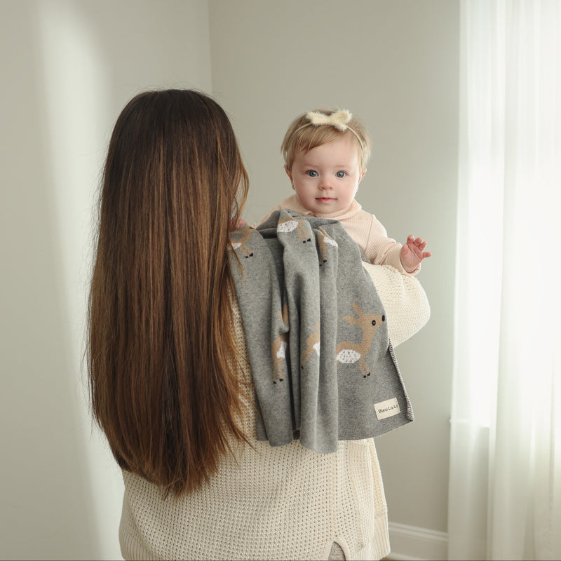 Deer Knit Cotton Swaddle Blanket – Cozy & Cute by Bleu La La
