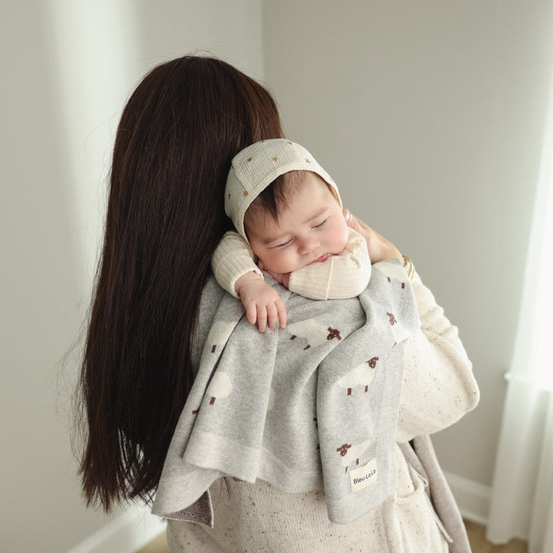 Sheep Knit Baby Blanket – Cozy Cotton for Snuggly Days | Bleu La La