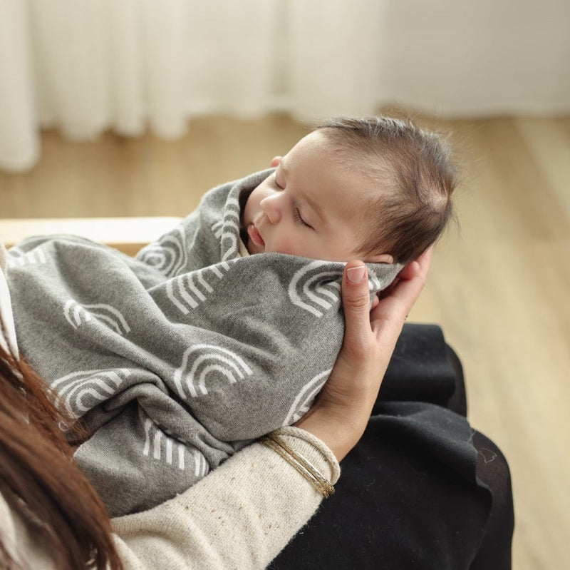 Rainbow Knit Swaddle Blanket – Soft, Cozy & Joyful by Bleu La La