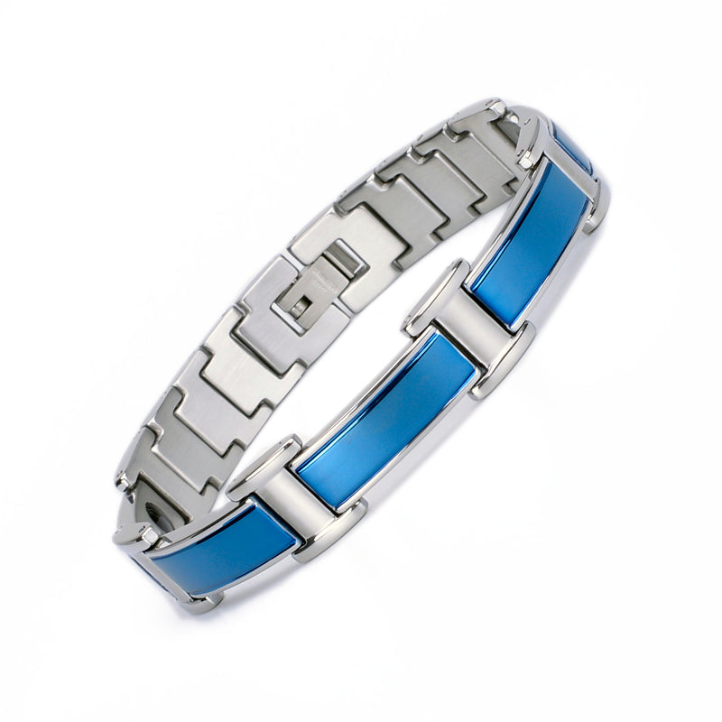 Stainless steel energy bracelet with magnets and negative ions for women