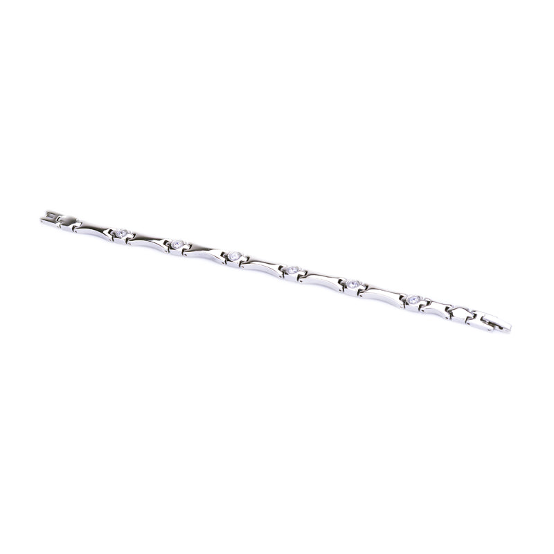 Stainless Steel Energy Bracelet 4-in-1 with Crystals Silver color Model SY385BZ