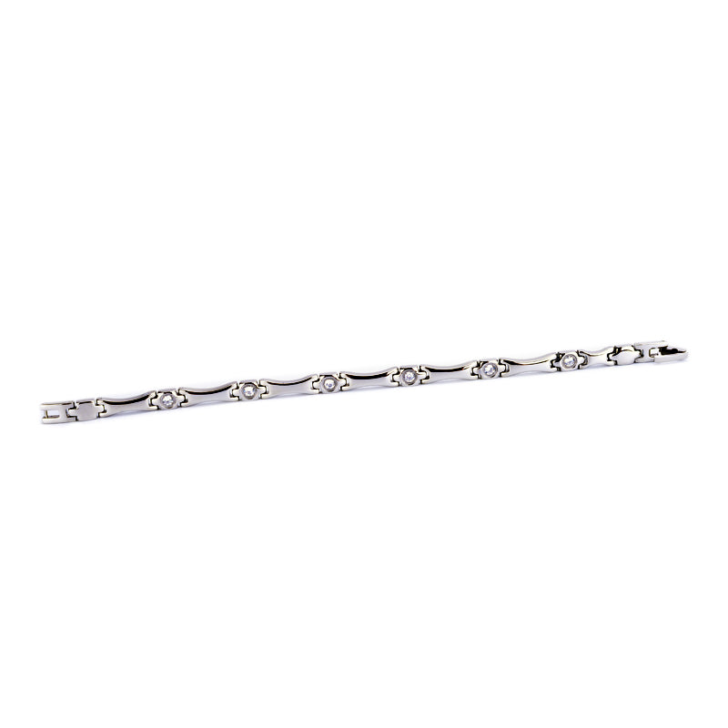 Stainless Steel Energy Bracelet 4-in-1 with Crystals Silver color Model SY385BZ