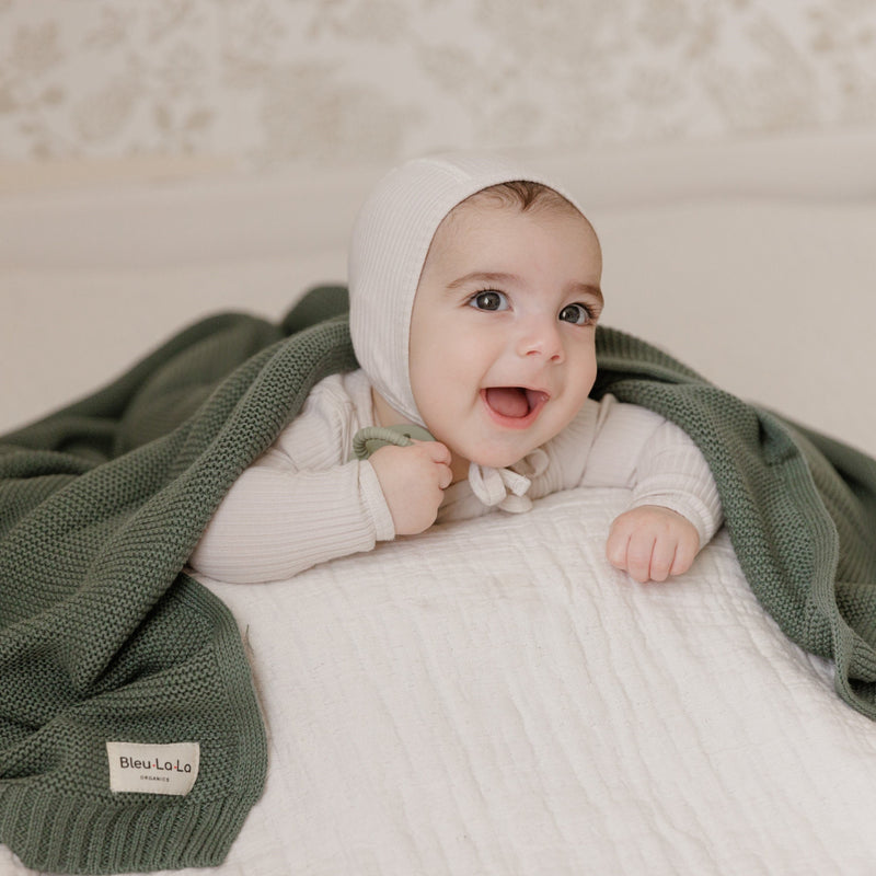 Heritage Knit Baby Blanket – 100% Organic Cotton Swaddle by Bleu La La