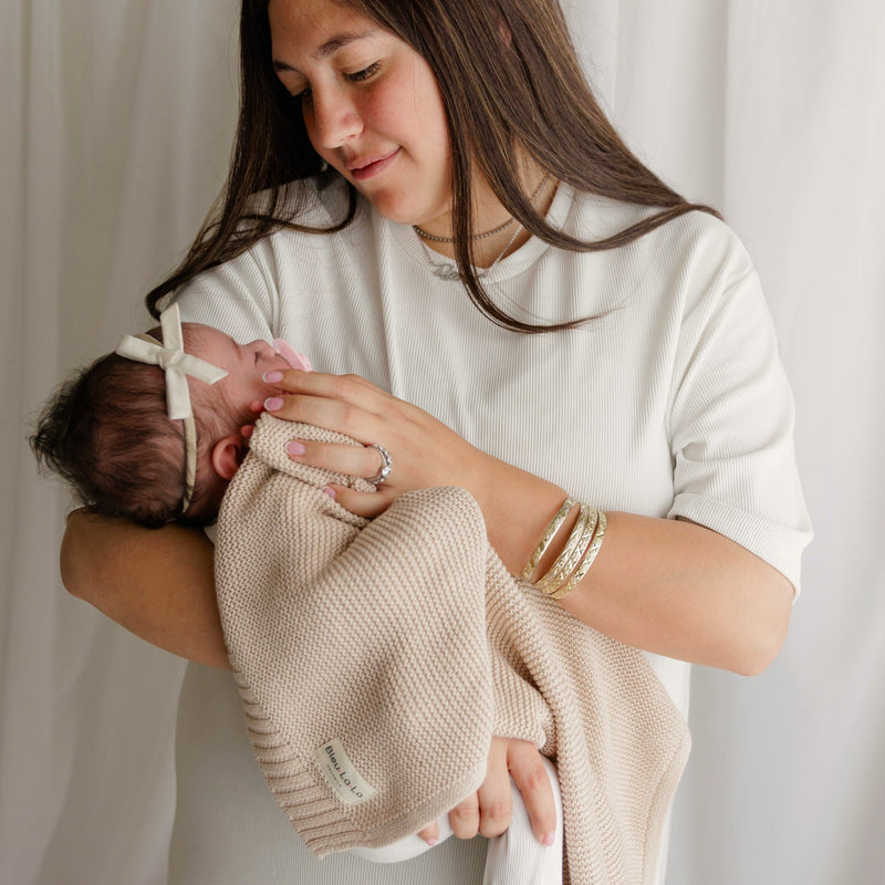 Heritage Knit Baby Blanket – 100% Organic Cotton Swaddle by Bleu La La