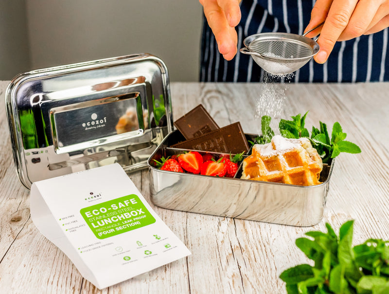 Stainless Steel 4-Compartment Microwavable Lunch Box – 50 oz