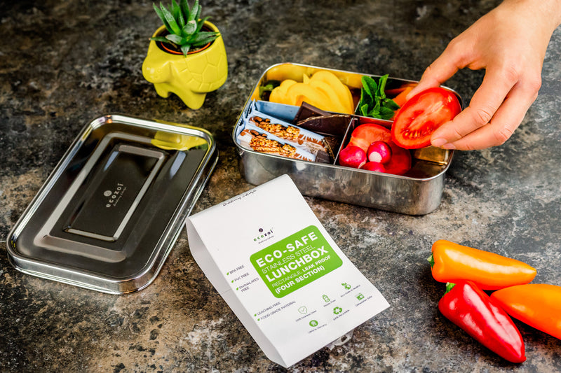 Stainless Steel 4-Compartment Microwavable Lunch Box – 50 oz