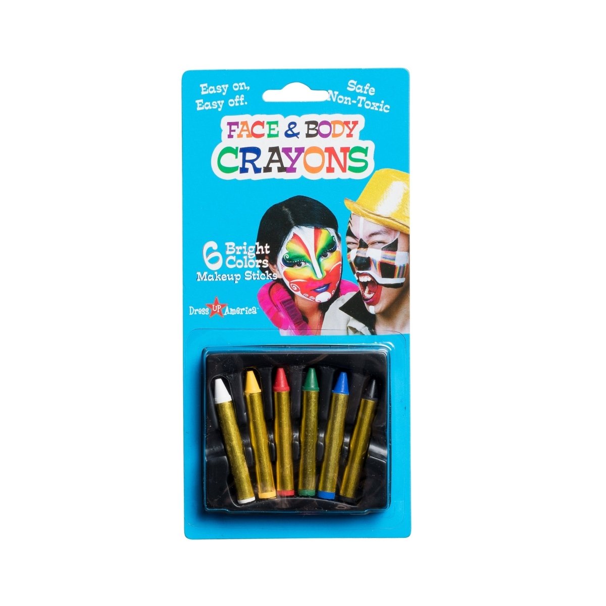6 Washable Face Painting Crayons – Blister Pack Dress Up America