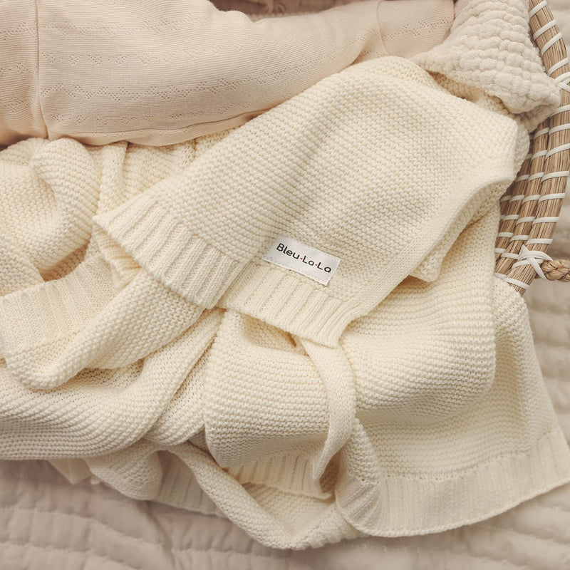 Heritage Knit Baby Blanket – 100% Organic Cotton Swaddle by Bleu La La