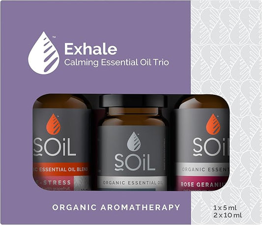 Exhale Organic Essential Oil Trio – Aromatherapy Set