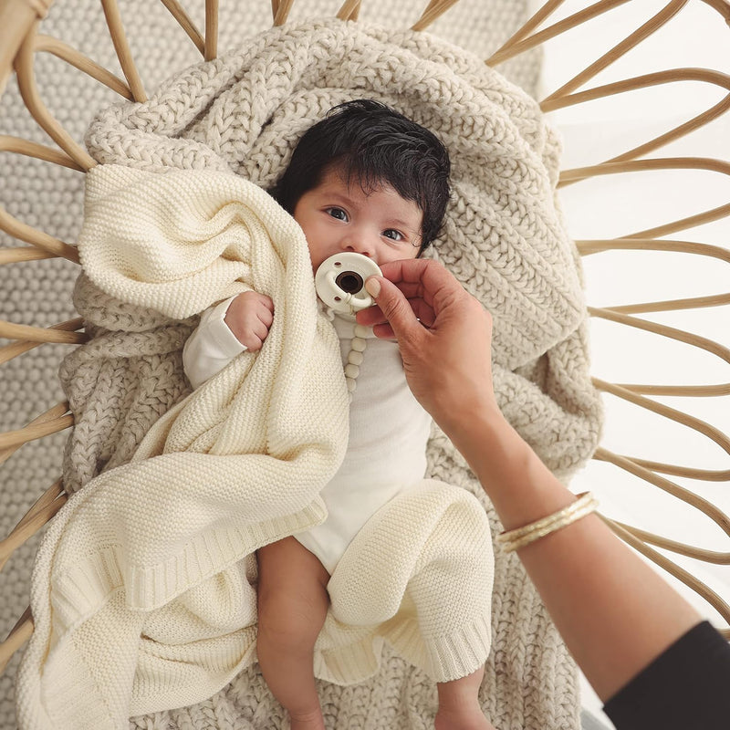 Heritage Knit Baby Blanket – 100% Organic Cotton Swaddle by Bleu La La
