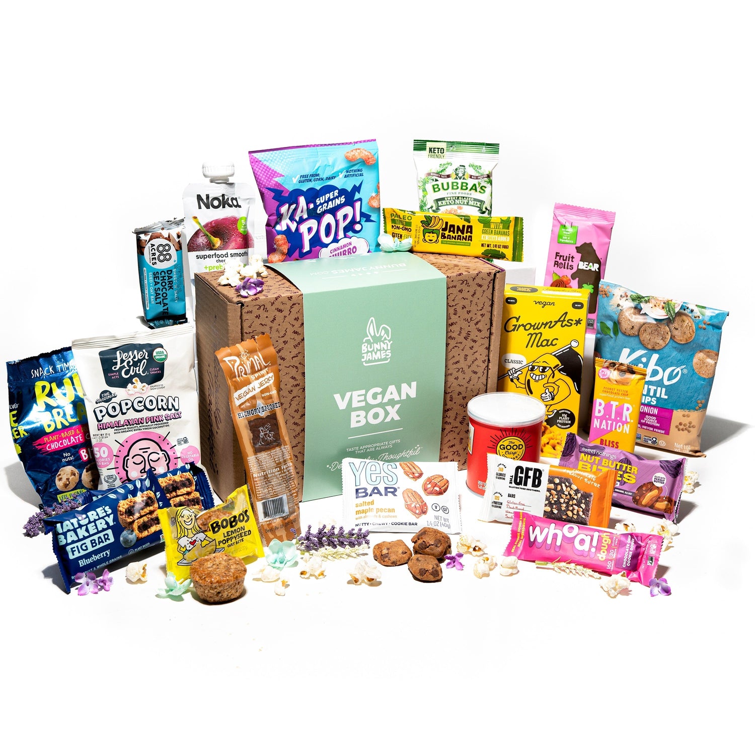 Adult Vegan Snacks Gift Basket – Healthy Treats Variety Pack by Bunny James Boxes