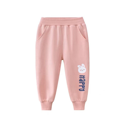Baby Girl Cartoon Animal Graphic Solid Color Elastic Trousers MyKids-USA