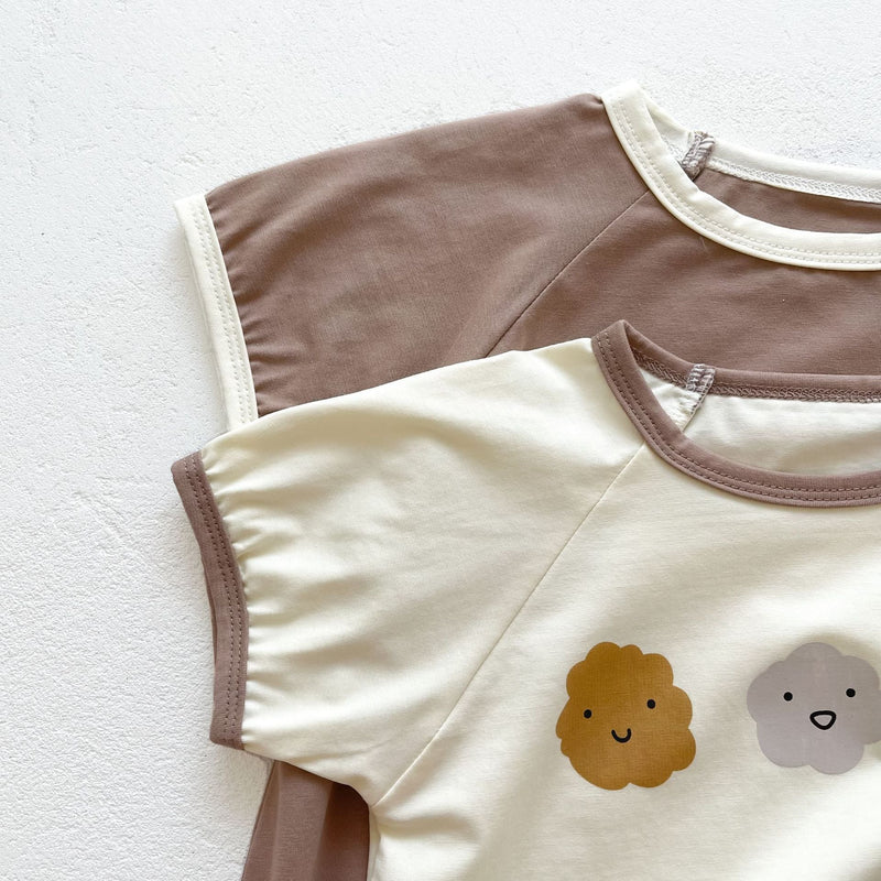 Baby Girl Cute Smile Face Print Short-Sleeved Round Collar Simpfy Onesies, MyKids-USA®, Baby & Toddler Outfits, MyKids-USA / Baby Girl Cute Smile Face Print Short-Sleeved Round Collar Simpfy Onesies MyKids USA