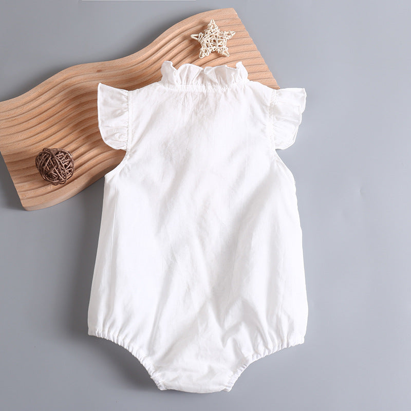 Baby Girl Embroidery Pattern Round Neck Mullet Design Sleeveless Cardigan Onesies With Bow Decorations, MyKids-USA®, Baby & Toddler Outerwear, MyKids-USA / Baby Girl Embroidery Pattern Round Neck Mullet Design Sleeveless Cardigan Onesies With Bow Decorations MyKids-USA