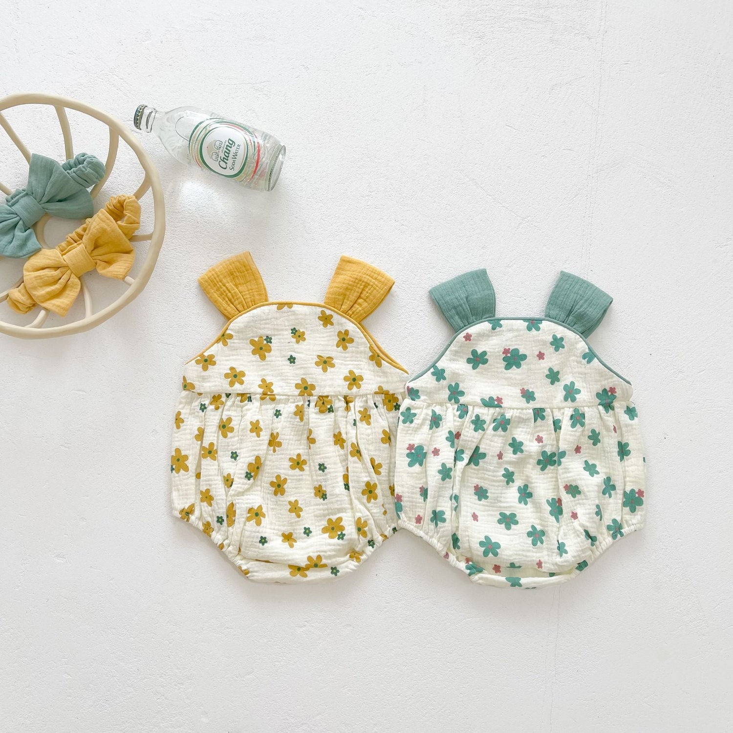 Baby Girl Floral Print Sleeveless Suspenders Onesies, MyKids-USA®, Baby & Toddler Outfits, MyKids-USA / Baby Girl Floral Print Sleeveless Suspender Onesie MyKids-USA