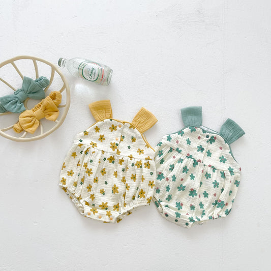 Baby Girl Floral Print Sleeveless Suspenders Onesies, MyKids-USA®, Baby & Toddler Outfits, MyKids-USA / Baby Girl Floral Print Sleeveless Suspender Onesie MyKids-USA