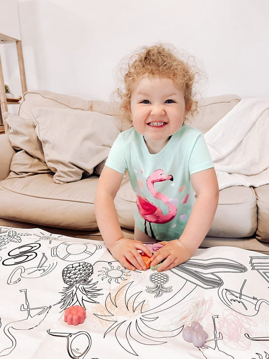 Beach themed coloring table cloth. Giant 6x3 feet size