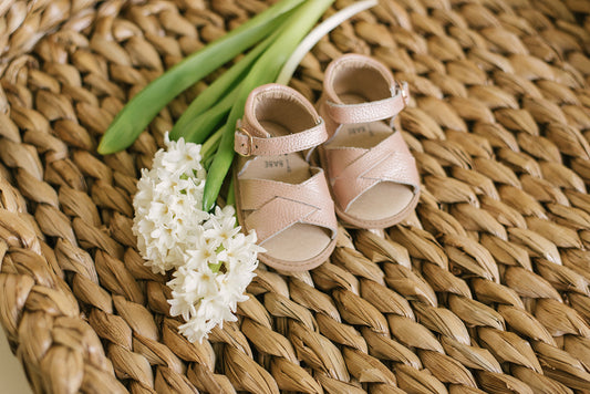Blush Leather Baby Sandals – Soft + Supportive by Babe Basics