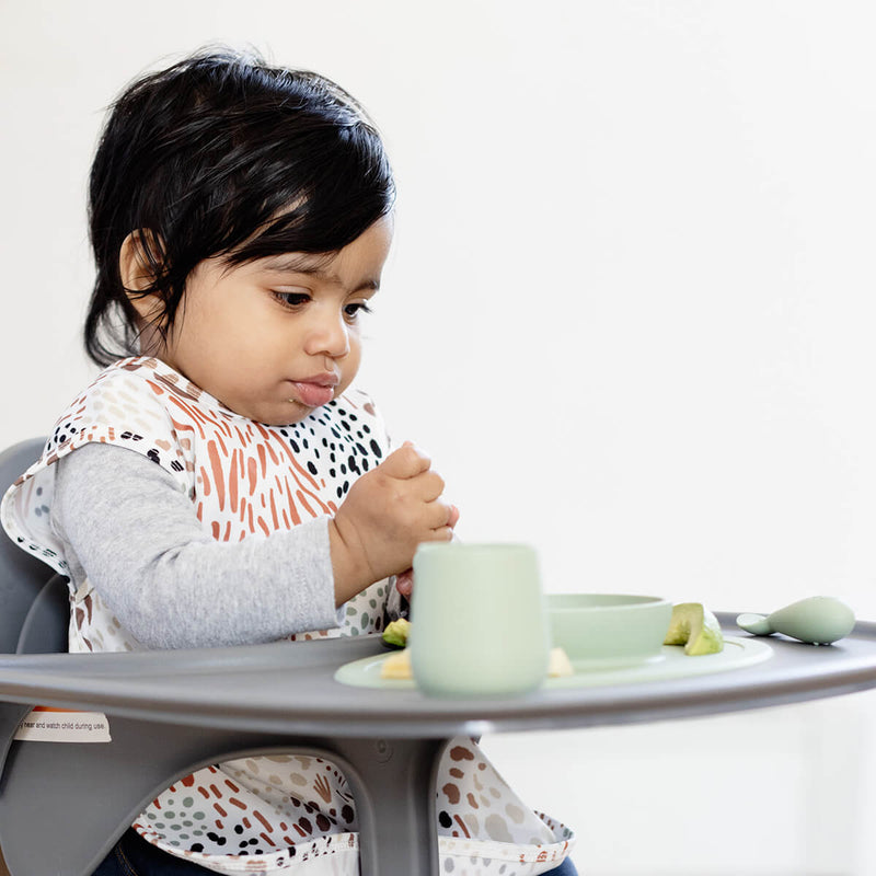 First Foods Set in Sage by ezpz / The Original All-In-One Silicone Plates & Placemats that Stick to the Table#color_sage