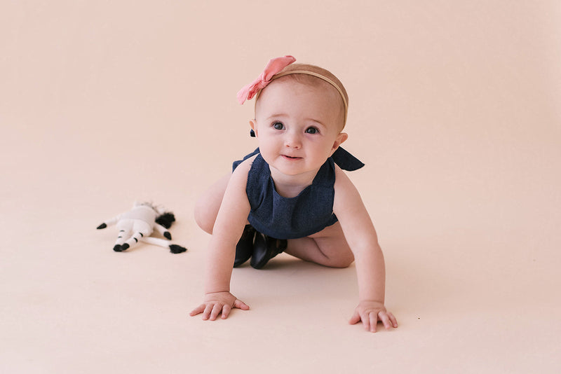Cobalt Halter Baby Romper – Non-Toxic Linen Style for Little Movers by Babe Basics (6–24M)