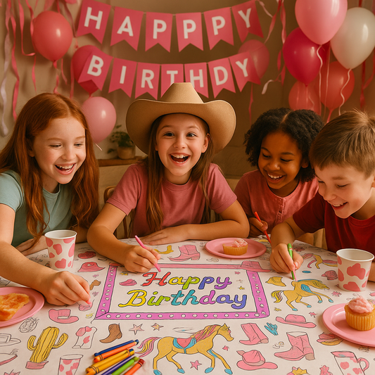 Disco Cowgirl Party Coloring Tablecloth