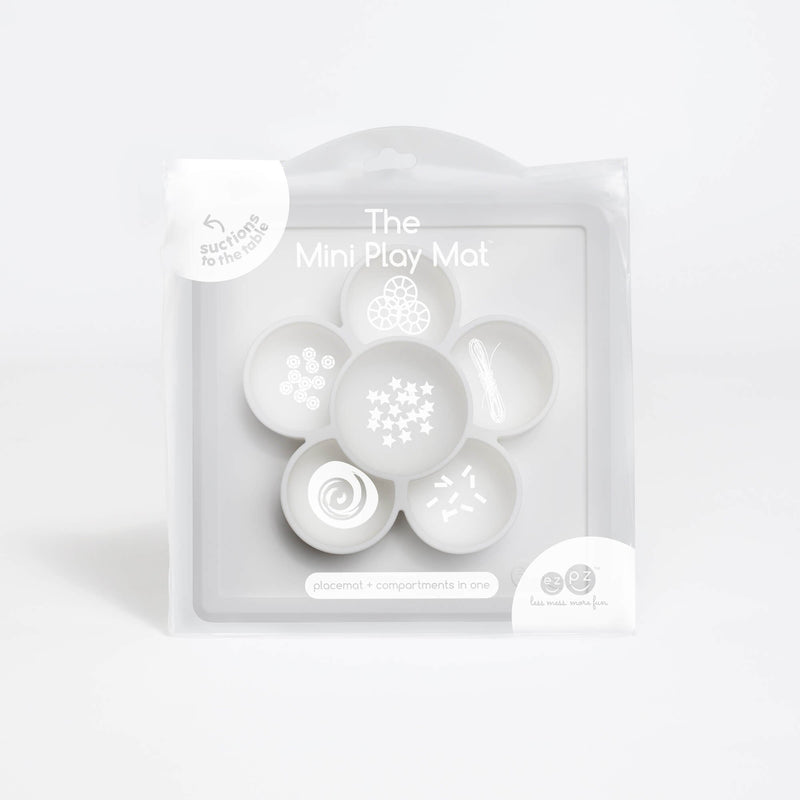 The Mini Play Mat in Cream by ezpz / Modern Silicone Craft Plate that Suctions to the Table #color_cream