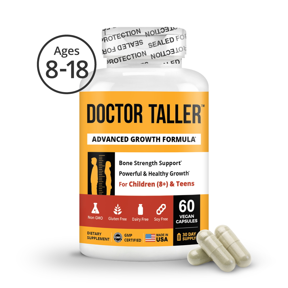 Doctor Taller Height Support for Kids (8+) & Teens – Bone Growth & Development | 60 Vegan Capsules by NuBest Nutrition