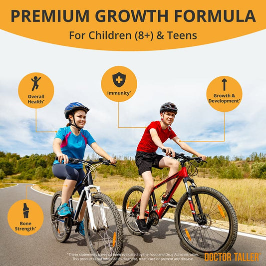 Doctor Taller Height Support for Kids (8+) & Teens – Bone Growth & Development | 60 Vegan Capsules by NuBest Nutrition