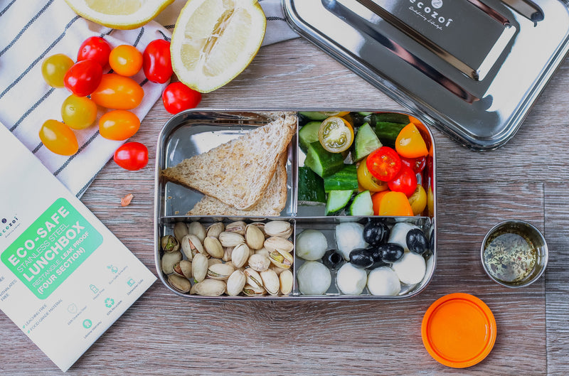 Stainless Steel 4-Compartment Microwavable Lunch Box – 50 oz
