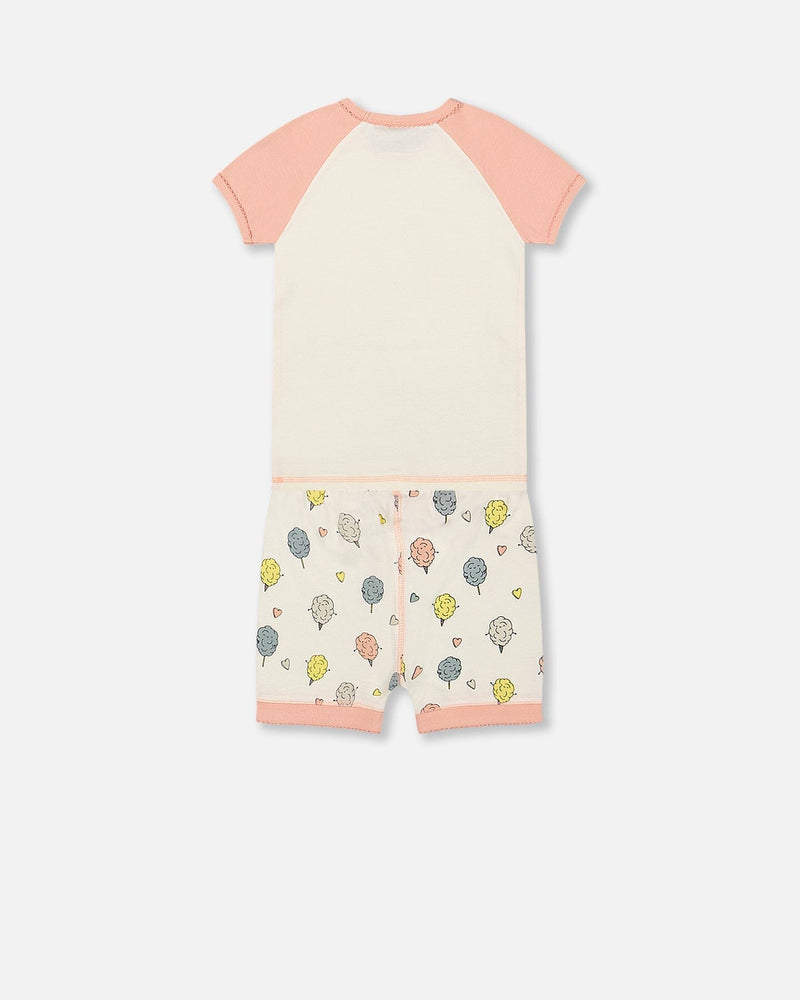 Organic Cotton Two Piece Pajama Set Off White Printed Cotton Candy - F30PG11US_065