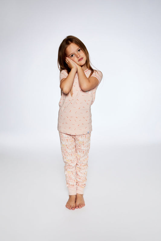 Organic Cotton Two Piece Pajama Set Pink Printed Goose - F30PG13_069