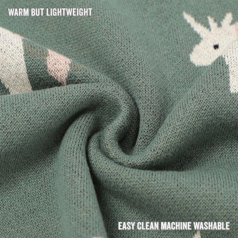 Unicorn Cotton Knit Baby Blanket – Soft, Safe & Magical by Bleu La La