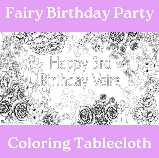 Fairy First Birthday Coloring Tablecloth