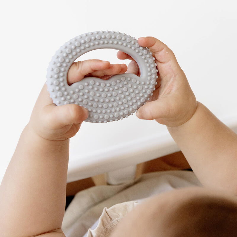 ezpz oral development tools in pewter light gray / silicone teethers for motor skill development #color_pewter