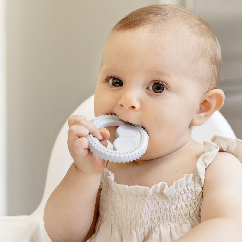 ezpz oral development tools in pewter light gray / silicone teethers for motor skill development #color_pewter