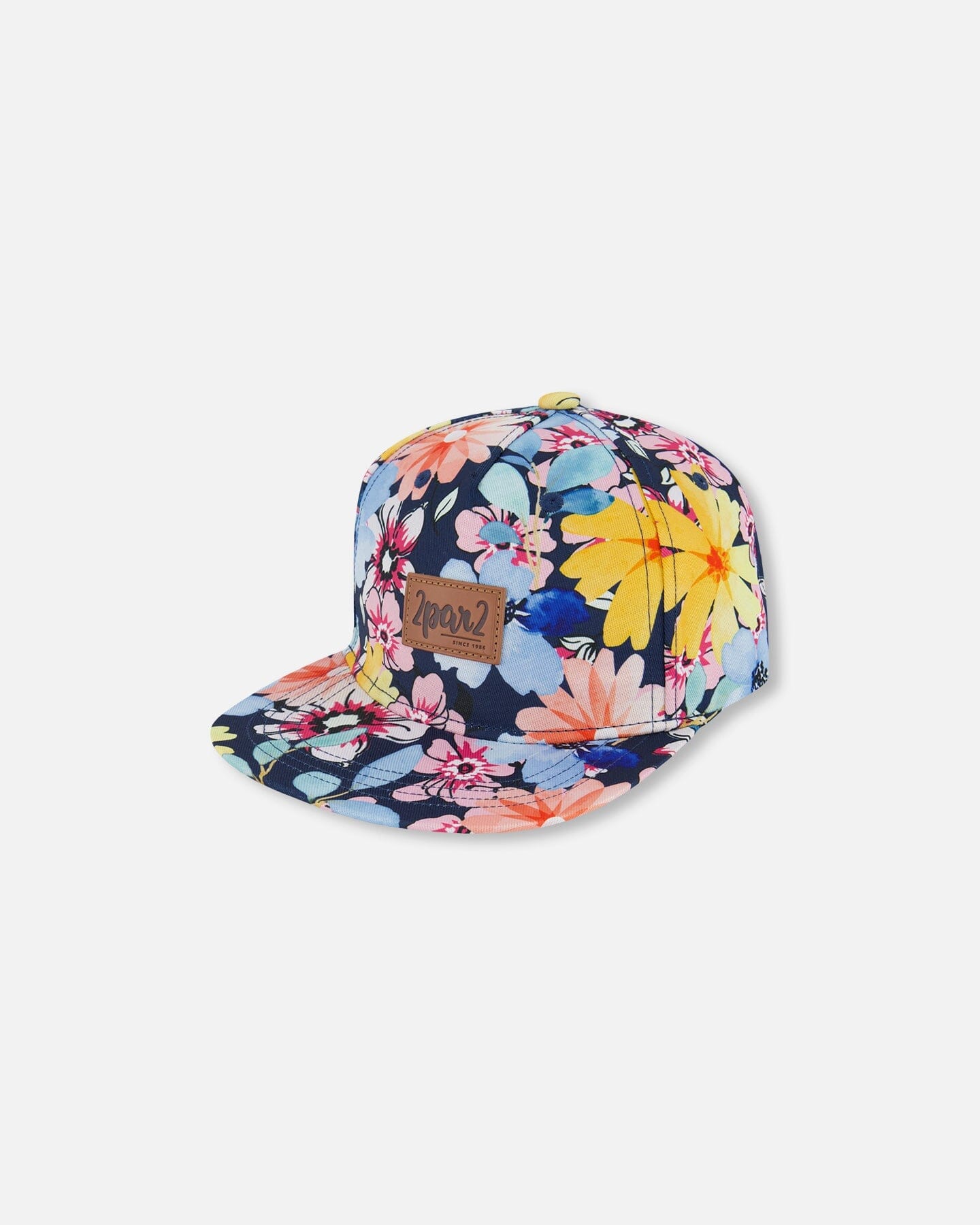 Floral Adventure Kids Cap – Navy, Pink & Yellow by Deux par Deux