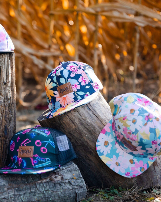 Floral Adventure Kids Cap – Navy, Pink & Yellow by Deux par Deux