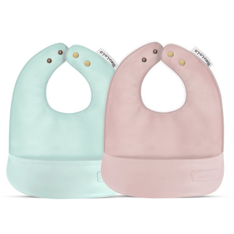 Vegan Leather Bib Set (0–12 Months) – Easy Clean, Ultra Soft by Bleu La La