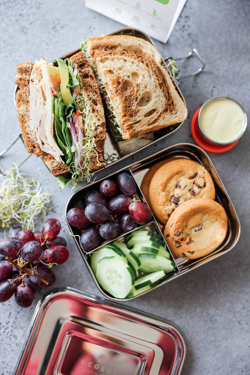Stainless Steel 2-Tier Lunch Box – 3 Compartments, 60 oz