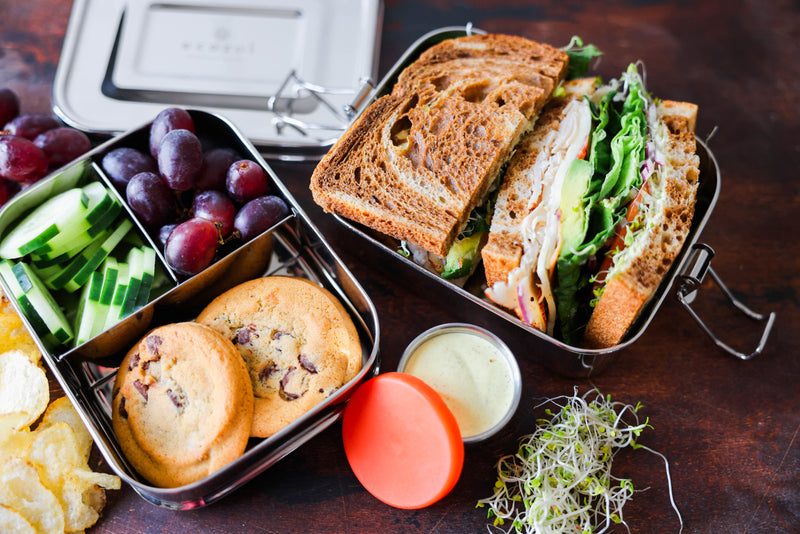 Stainless Steel 2-Tier Lunch Box – 3 Compartments, 60 oz