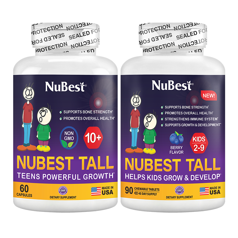 Growth Support Duo for Kids & Teens – Daily Bone, Height & Wellness Supplement | Ages 10+ by NuBest Nutrition