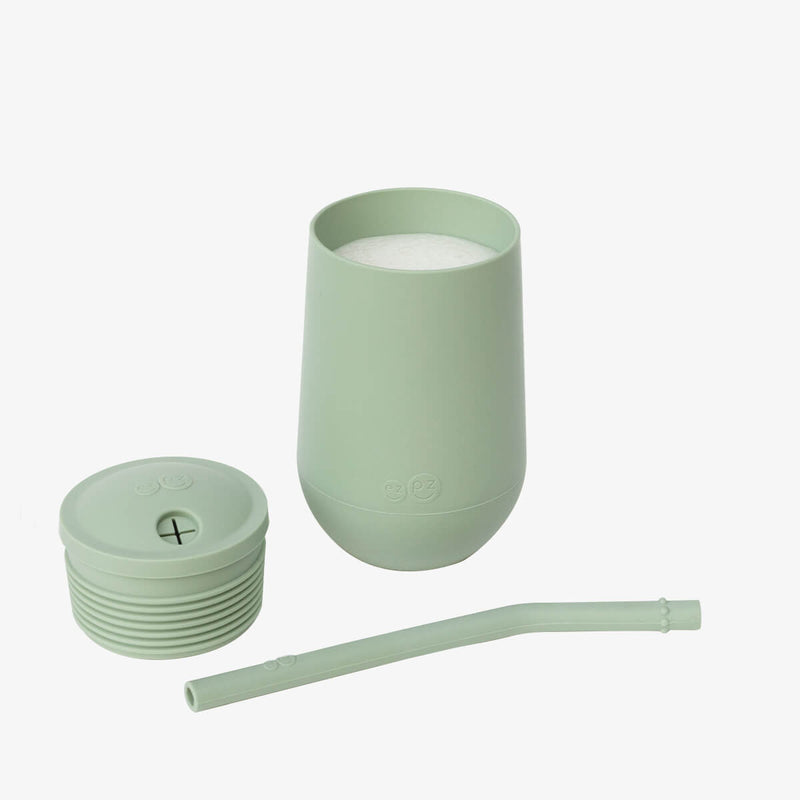 Happy Cup and Straw in Sage / Silicone Cup with Lid and Straw for Toddlers by ezpz #color_sage / Happy Cup + Straw System for Toddlers – Sip Smart, Grow Strong by ezpz