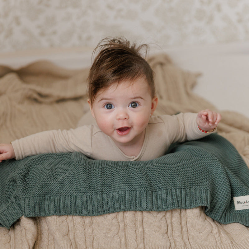 Heritage Knit Baby Blanket – 100% Organic Cotton Swaddle by Bleu La La
