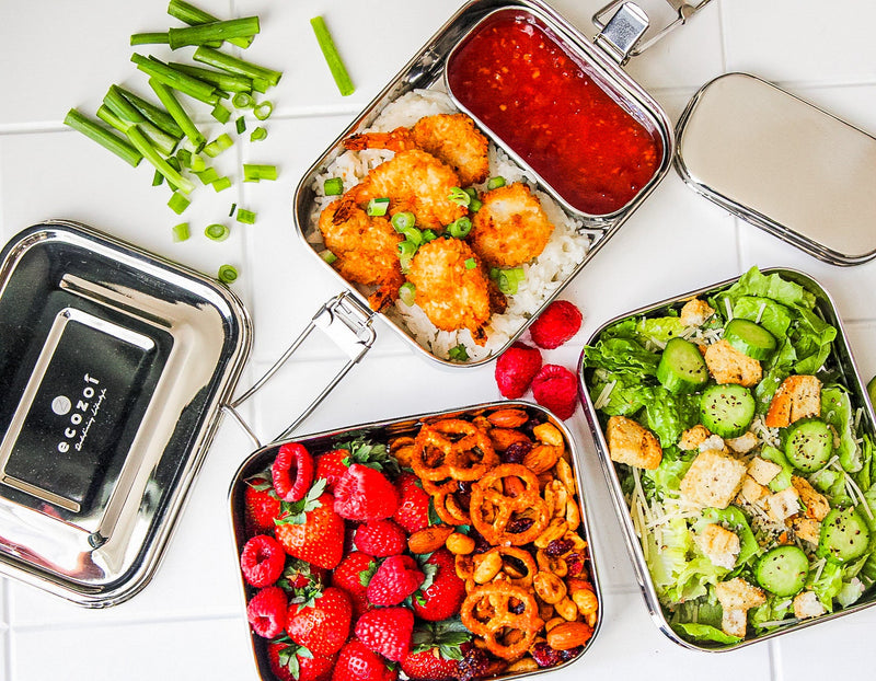 3 Tier Stainless Steel Eco Lunch Box, Leak Proof 1 Mini Sauce Container, 70 Oz or 2100 ml freeshipping - ecozoi